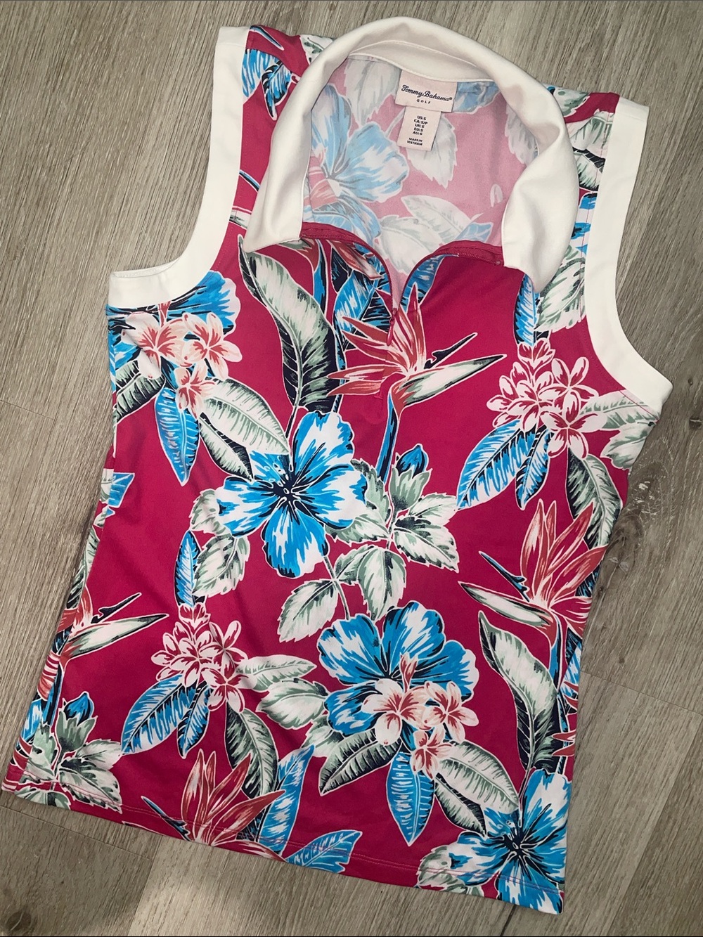 Tommy Bahama Golf Women’s Raspberry Floral Sleeveless Polo Tank | Size S